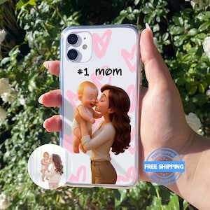 custom cartoon portrait phone case clear personalized mothers day gift nana gift mummy gift grandmother gift from daughter new baby gift
