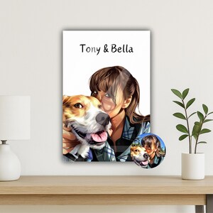 Personalized Cartoon Pet Portrait Metal Print Custom Dog Cat Wall Art Gift for Pet Lovers Pet Loss Memorial Gift for Dog Mom Dad