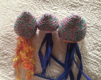 Set of three crocheted jellies