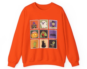 Vintage Halloween Sweatshirt: Retro Cartoon Spooky Characters