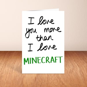 Tarjeta de felicitación para el Día del Padre/Día de la Madre/Cumpleaños Te amo más de lo que amo, tarjeta escrita a mano, linda, divertida, linda, con refranes, amor y humor, personalizable