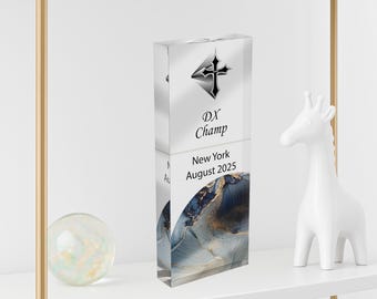 Personalized Acrylic Trophy - Custom Engraved Award for Corporate or Company Anniversary Ceremony