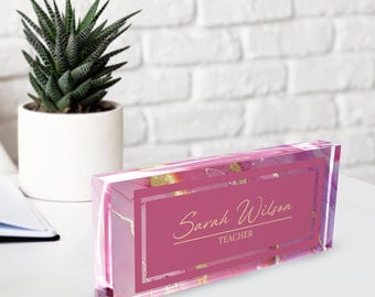 Personalized Acrylic Desk Name Plate: Custom Office Decor Gift