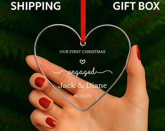 Engaged Ornament 2025 - Custom Engagement Ornament with Names & Date - Personalized Wedding Ornament