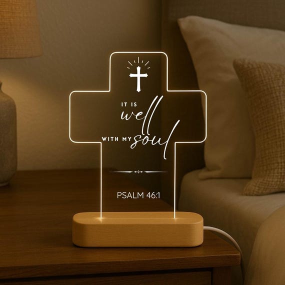 Bible Verse LED Night Light – Custom Scripture Cross Lamp