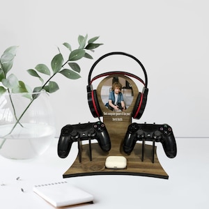 Personalized Gaming Stand | Custom Headset & Controller Holder | Perfect Christmas Gift for Boyfriend, Husband, Dad | Gaming Decor