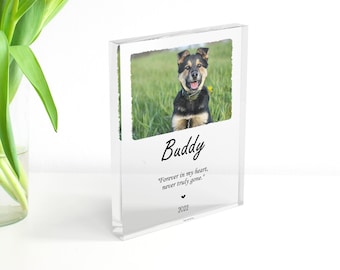 Pet Memorial Plaque | Custom Acrylic Photo Gift | Dog or Cat Loss Sympathy Keepsake | Personalized Tribute Sign