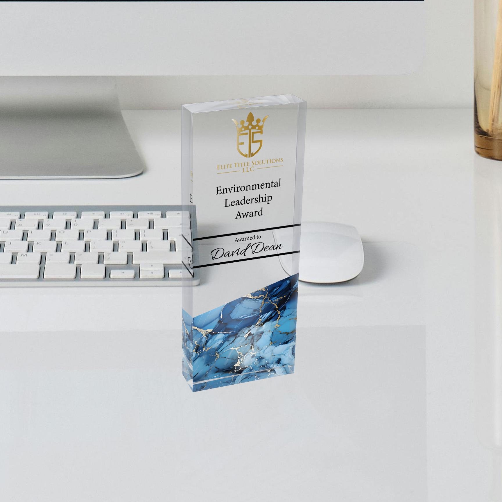 Custom Award Plaque Corporate Trophy Award - Christmas Gift Company Anniversary Employee Awards Ceremony, Personalized Clear Glass Trophy