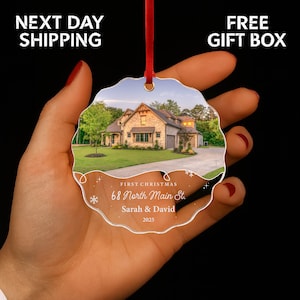 New Home Ornament - Personalized New Home Christmas Ornament - Home Photo Ornament