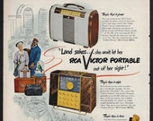 Vintage 1949 Radio Ad Land sakes she won 39 t let her RCA VICTOR Portable out of her sight quot