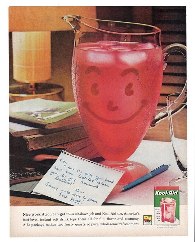 Vintage 1961 Red KOOLAID Pitcher Print Ad kids... Have Etsy