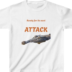 Kids Crocodile Face T-Shirt: &quot;Attack&quot;, Saltwater Croc, Reptile, Boy&#39;s, Girls, Fun Kids Tee, Crocodile T-Shirt, Kid&#39;s Gift, Birthday Gift