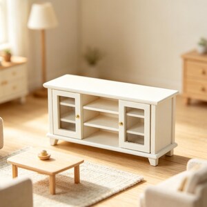 1:12 Dollhouse Sideboard Cabinet, Wooden Storage Buffet Console, Tiny Living Dining Room Furniture, Miniature Diorama Display Accessory