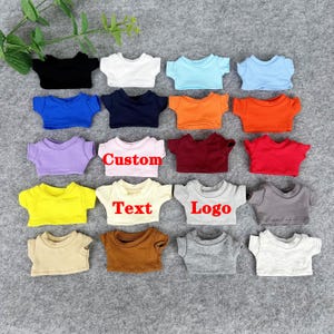 Personalized Doll T-shirt, Cotton Doll 10CM 15CM 17CM 20CM T-shirt, Custom Text Logo T-shirts, Design Your Own Doll Candy Color Shirt
