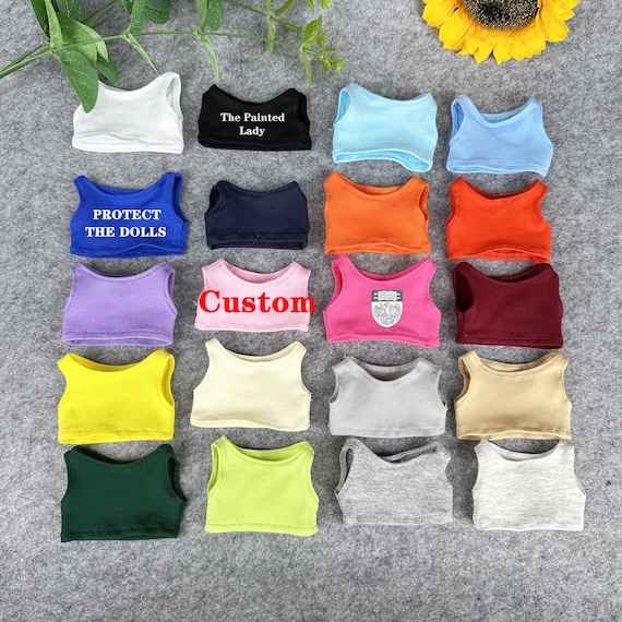 Personalized Cotton Doll Vest, 10CM 15CM 17CM 20CM Doll Vest, Custom Text Logo Vests, Cute Doll Sleeveless Top Vest