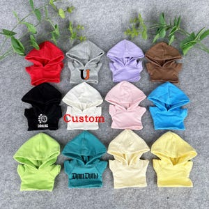 Custom Pullover Hoodie for Doll, Doll 10 CM 15 CM 17 CM 20 CM Hoodie, Personalized Text Logo Hoodie, Cute Doll Top Hoodie Clothes