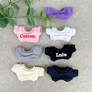 Doll Custom Cotton Sweatershirt, 10CM 15CM 17CM 20CM Doll Sweatershirt, Personalized Text Logo Shirts, Cute Doll Top Sweatershirt Clothes