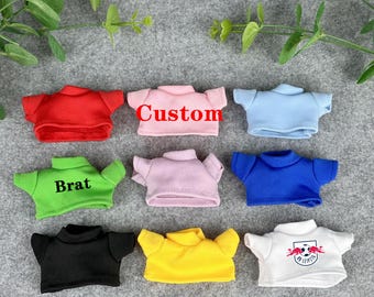 Mini Doll Personalized T-shirt, Cotton Doll 15CM 17CM T-shirt, Custom Text Logo T-shirts, Design Your Own Doll Candy Color Shirt