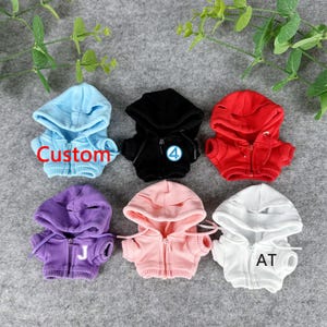 Doll Custom Zipper Hoodie, Doll 15 CM 17 CM Zip-up Hoodie, Personalized Text Logo Zipper Hoodie, Cute Doll Top Hoodie Clothes