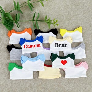 Custom Cotton Doll T-shirt, 10CM 15CM 17CM 20CM Doll T-shirt, Personalized Text Logo T-shirts, Design Your Own Doll Shirt Clothes