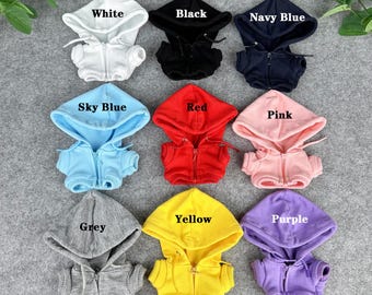 Zip Up Hoodie for Doll, Custom Doll 10 CM 15 CM 17 CM 20 CM Zip Up Hoodie, Personalized Text Logo Hoodie, Cute Doll Hoodie Clothes