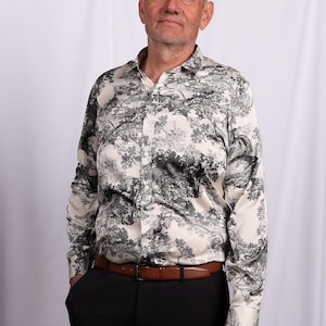 Vintage zijden overhemd met print - Hugo