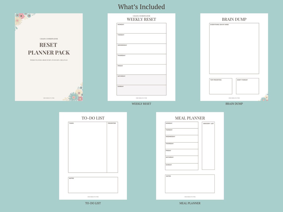 Printable Planner Bundle | Weekly Reset Planner, Brain Dump, to Do List ...