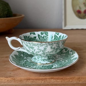 Vintage Coalport Maple Teacup and Saucer | Green Leaf Bone China