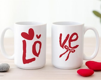 Matching Love Mugs – Valentine's Day Gift for Couples, Romantic Puzzle Coffee Cups, His and Hers Mug Set - Ceramic Mug 15 oz