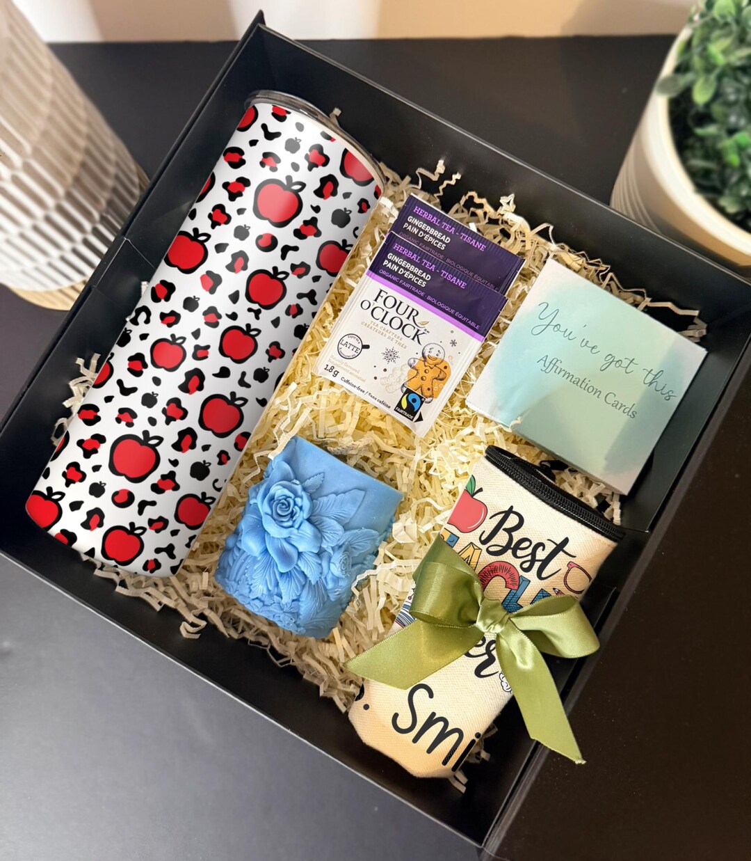 Morning Motivation Gift Set – Personalized Tumbler, Scented Candle, Tea ...