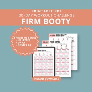 30-Day Booty Workout Challenge: Home Fitness Plan (Printable & Digital Sizes