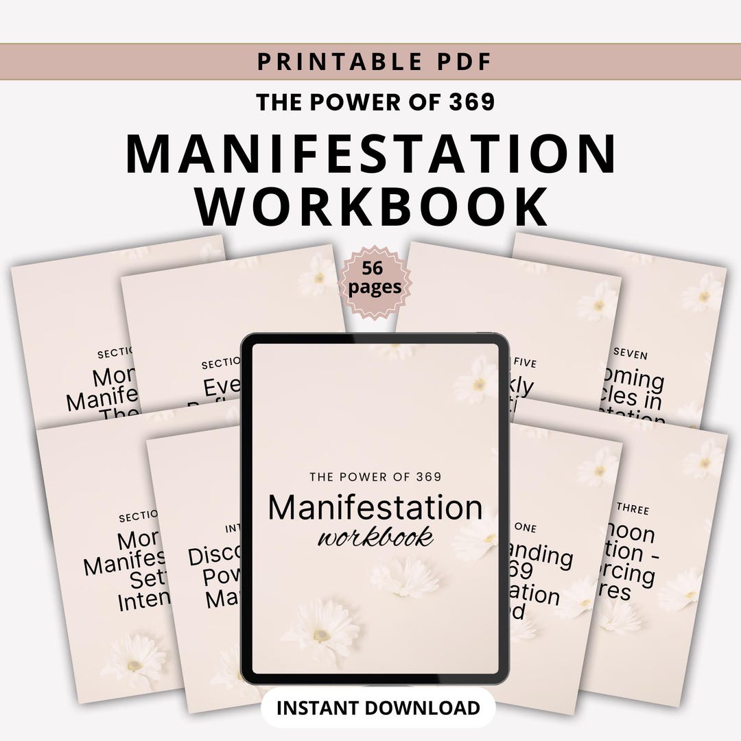369 Manifestation Workbook: Dream Journal, Goal Tracker (printable PDF ...
