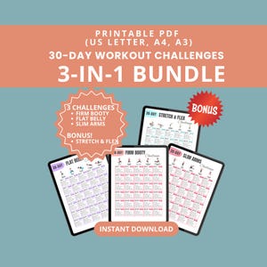 3-in-1 Workout Challenge Bundle: Booty, Belly, Arms + Stretch (Digital Download)