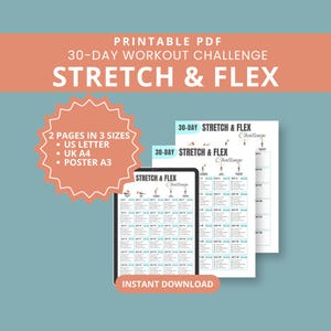 30-Day Stretch & Flex Challenge: Printable Home Workout Plan (PDF Download, 3 Sizes)