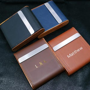 Portasigarette in pelle personalizzato per 20 sigarette Slims/Super Slims, scatola per sigarette in legno massello, portasigarette in pelle, minimalista