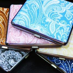 Paisley pattern Cigarette case for 20 Regular/King Size cigarettes, Zigarettenetui, Cigarette Box, Metal Cigarette Holder, Father Gift