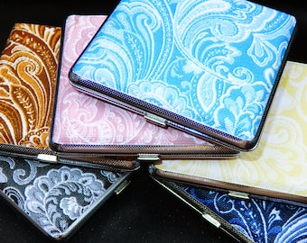 Paisley pattern Cigarette case for 20 Regular/King Size cigarettes, Zigarettenetui, Cigarette Box, Metal Cigarette Holder, Father Gift