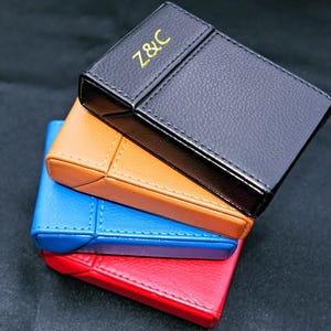 Portasigarette in pelle personalizzato per 20 sigarette Super Slim / Slim, scatola per sigarette, portasigarette in pelle, minimalista, elegante