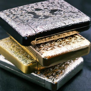 Portasigarette per 16 sigarette Regular/King Size, Scatola per sigarette, Portasigarette in metallo, Regalo per papà, Stampato in rilievo, Impermeabile