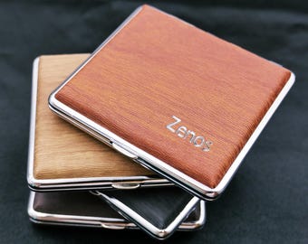 Personligt lädercigarettfodral för 20 vanliga/king size-cigaretter, cigarettlåda, metallcigaretthållare, present till pappa