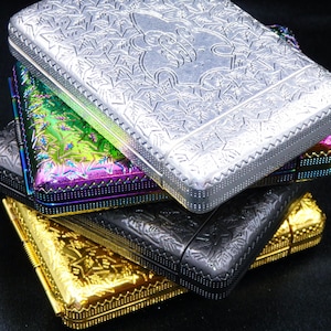 Cigarette case for 14 Regular/King Size cigarettes, Cigarette Box, Metal Cigarette Holder, Father Gift, Embossed, Waterproof