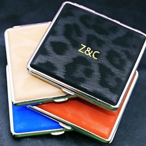 Portasigarette in pelle personalizzato per 20 sigarette di formato normale/king size, scatola per sigarette con motivo leopardato, portasigarette in metallo