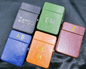 Personalized Leather Cigarette Lighter Case for 20 Regular/King Size cigarettes, Leather Cigarette Holder, Stylish