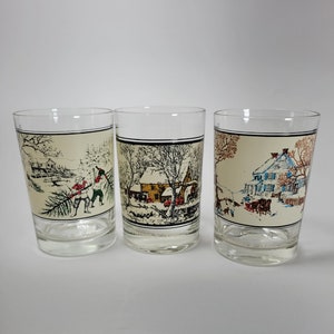 Currier and Ives Glasses - Arby&#39;s Collector Editions - Tumblers - Americana Scenery - 1970s Vintage