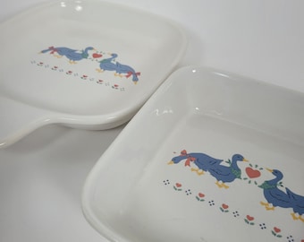 Vintage Geese Grab Plate and Baking Dish Set