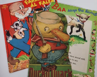3 Vintage Children's Paper Books