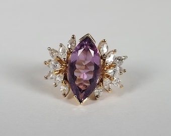 Vintage Amethyst Silver Vermeil Ring by Samuel Aaron - Size 6