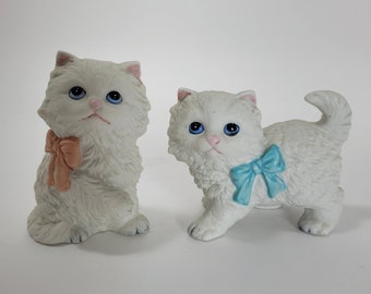 HOMCO Porcelain Kitten Figurines - Vintage 80s - Cat Lover Decor