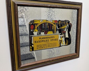 Hardware Store Mirror Sign - Framed  - Wall Decor - Wall Hanging - Vintage