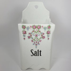 Salt Box - Floral Kitchen Decor - Flowers - No Lid - Kitchen Container - Vintage